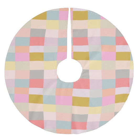 Hübsche Pastelle Einfaches geometrisches Muster Ni Polyester Weihnachtsbaumdecke (Vorderseite)