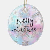 Hübsche Pastelle Gold Schneeflocken Frohe Weihnach Keramik Ornament (Links)