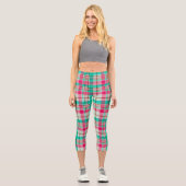 Hübsche Pastelle Kariert Capri Leggings (Vorderseite)