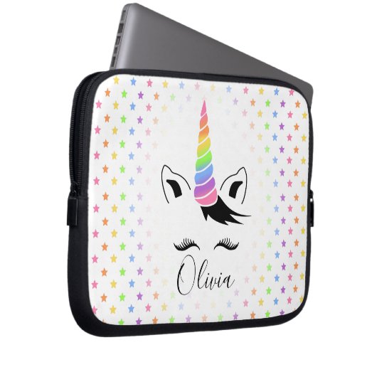 Hübsche Pastelle Unicorn Laptopschutzhülle (Vorne Rechts)