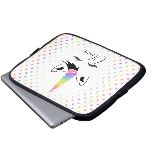 Hübsche Pastelle Unicorn Laptopschutzhülle (Vorne Knopf)