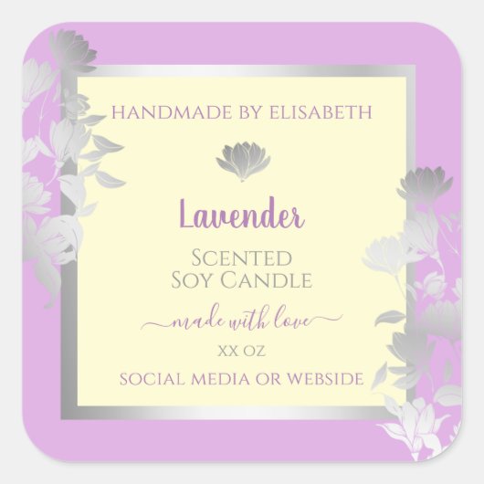 Hübsche Pastellfarben, Lila Cremerzeugnisse Quadratischer Aufkleber (Vorderseite)