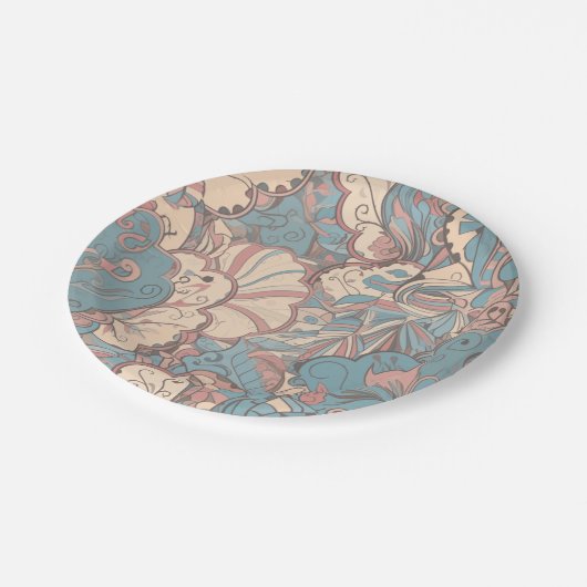 Hübsche Pastellfarben Pappteller (Schrägansicht)