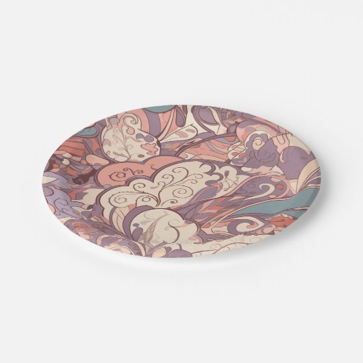 Hübsche Pastellfarben Pappteller (Schrägansicht)