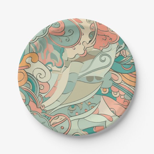 Hübsche Pastellfarben Pappteller (Vorderseite)