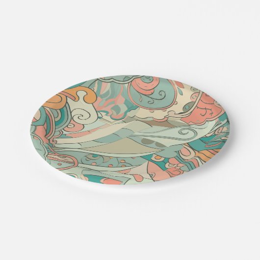 Hübsche Pastellfarben Pappteller (Schrägansicht)