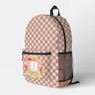 Hübsche Pastellfarben Peach Orange Karo Muster Bedruckter Rucksack