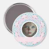 Hübsche Pastellfarben Rosa und Blau Mandala-Rahmen Magnet (Vorderseite/Rückseite)