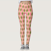Hübsche Pastellfarben Rosa und grüne Preppy-Raute  Leggings (Vorderseite)