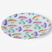 Hübsche Pastellfarben Wasserfarben Schmetterlingsm Pappteller (Schrägansicht)