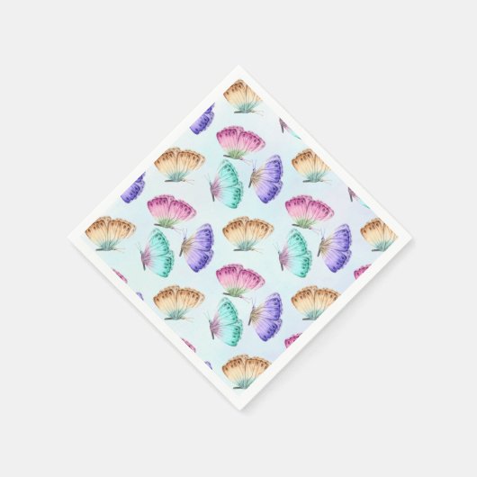 Hübsche Pastellfarben Wasserfarben Schmetterlingsm Serviette (Ecke)