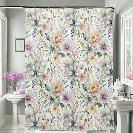 Hübsche pastellfarbene Blumenmuster Duschvorhang