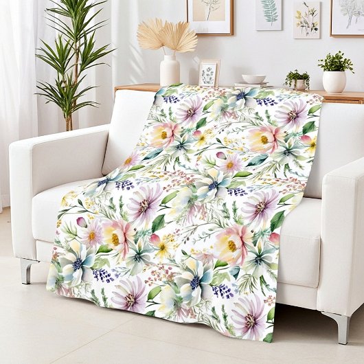 Hübsche pastellfarbene Blumenmuster Fleecedecke