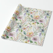 Hübsche pastellfarbene Blumenmuster Geschenkpapier (Ungerollt)