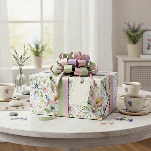 Hübsche pastellfarbene Blumenmuster Geschenkpapier