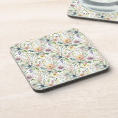 Hübsche pastellfarbene Blumenmuster Getränkeuntersetzer (Linke Seite)