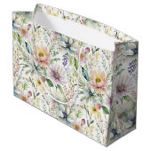 Hübsche pastellfarbene Blumenmuster Große Geschenktüte (Rückseite Schrägansicht)