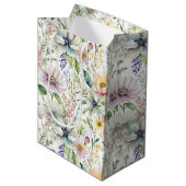 Hübsche pastellfarbene Blumenmuster Mittlere Geschenktüte (Vorderseite Schrägansicht)