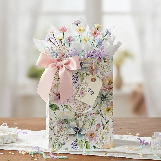 Hübsche pastellfarbene Blumenmuster Mittlere Geschenktüte