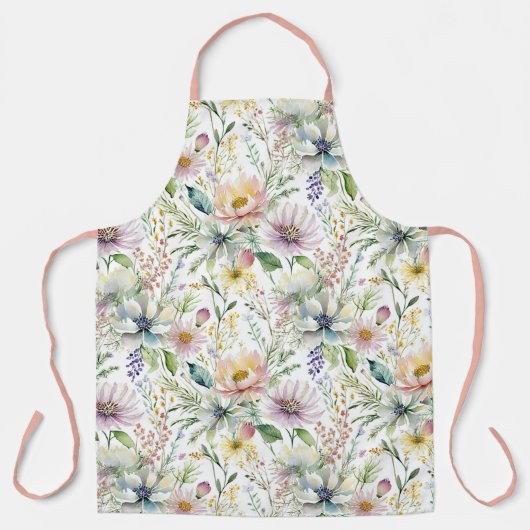 Hübsche pastellfarbene Blumenmuster Schürze (Vorderseite)