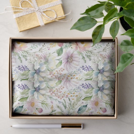 Hübsche pastellfarbene Blumenmuster Seidenpapier (Geschenk)