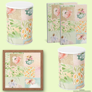 Hübsche pastellfarbene Collage Blumenmuster Wasser Seidenpapier