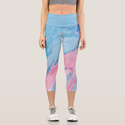 Hübsche pastellfarbene Farbe Capri Leggings (Vorderseite)