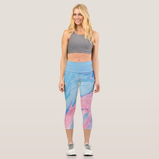Hübsche pastellfarbene Farbe Capri Leggings (Vorderseite)