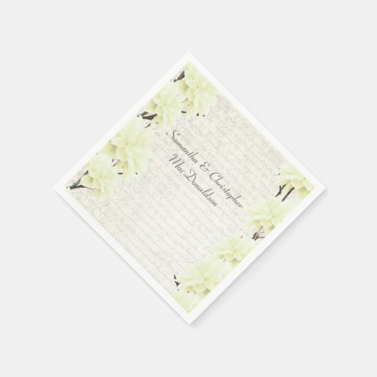 Hübsche Pastellgelbe Blütenhochzeit Serviette (Ecke)