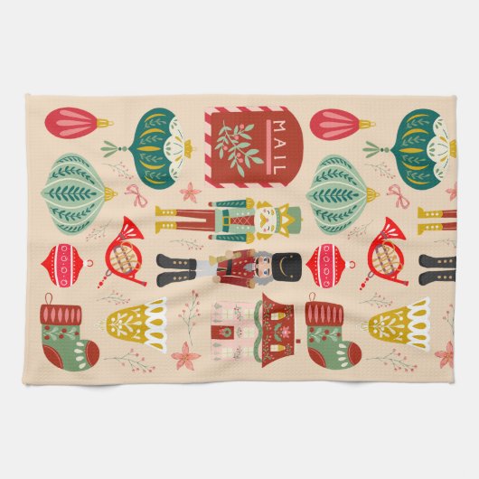 Hübsche Pastellmuster Nutcracker Soldatentradition Geschirrtuch (Horizontal)
