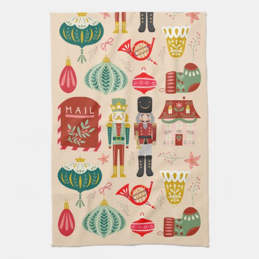 Hübsche Pastellmuster Nutcracker Soldatentradition Geschirrtuch (Vertikal)