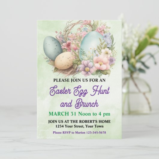 Hübsche Pastelosterei - Einladung (Stehend Vorderseite)