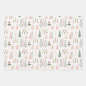 Hübsche Pastelweihnachtsbäume Moderne Weihnachten Geschenkpapier Set (Vorderseite 3)