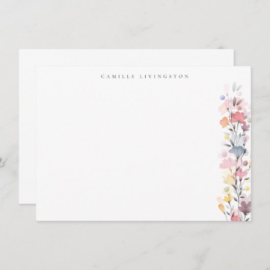 Hübsche Pastete Wasserfarben Personalisiert Mitteilungskarte (Vorne/Hinten)