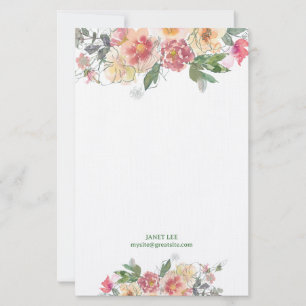 Hübsche Peach Blume Art Briefpapier