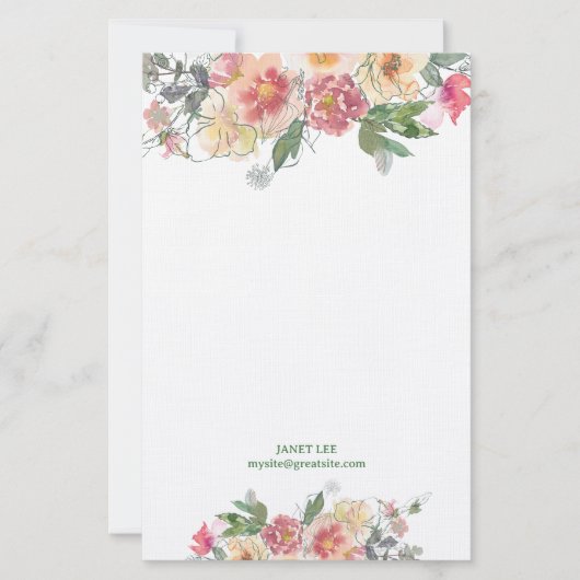 Hübsche Peach Blume Art Briefpapier (Vorderseite)