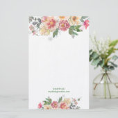 Hübsche Peach Blume Art Briefpapier (Stehend Vorderseite)