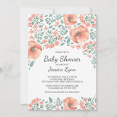 Hübsche Peach Blume Kinderdusche einladen Einladung (Vorderseite)