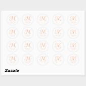Hübsche Peach Curly Wedding Monogram Runder Aufkleber (Blatt)