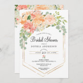 Hübsche Peach Floral Bridal Dusche Einladung (Vorne/Hinten)