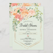 Hübsche Peach Floral Bridal Dusche Einladung (Vorne/Hinten)