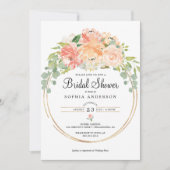 Hübsche Peach Floral Bridal Dusche Einladung (Vorderseite)