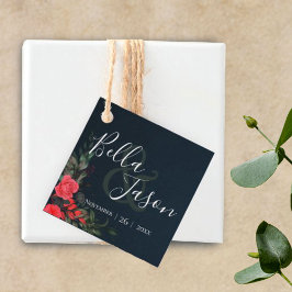 Hübsche Peach Gray Floral Script Typografy Wedding Geschenkanhänger