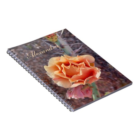 Hübsche Peach Prickly Birne Blume Notizblock (Rechte Seite)