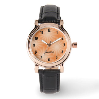 Hübsche Peach Sunburst Watch mit Personalisiertem  Armbanduhr
