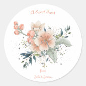 Hübsche Peach Tone Floral & Eukalyptus Wedding Runder Aufkleber (Vorderseite)