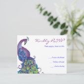 HÜBSCHE PEACOCK Theme Wedding RSVP Antwortkarte (Stehend Vorderseite)