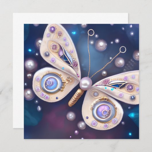 Hübsche Pearl Vintag Butterfly Card (Vorne/Hinten)