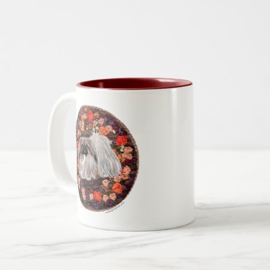 Hübsche Pekingese Blume Design Tasse (Vorderseite Links)