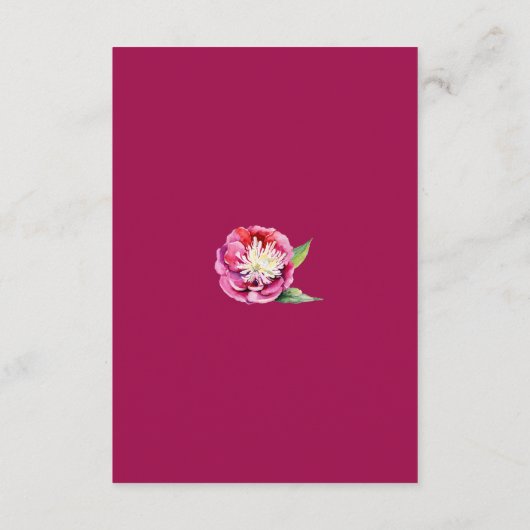 Hübsche Peonies Hochzeitskarten Begleitkarte (Rückseite)